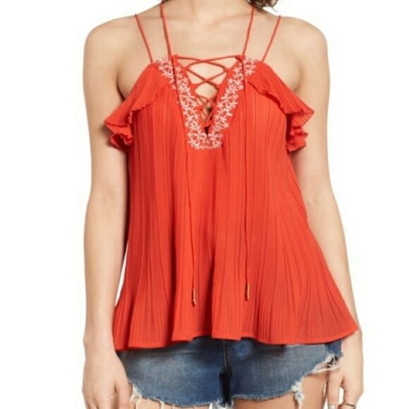Moon River Lace Up Strappy Tank Sz S - Picture 1 of 10